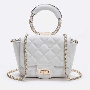 Top Handle Quilted Iconic Shoulder Bag - White